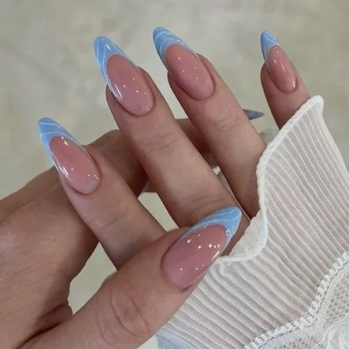 Light Blue Nails With Design