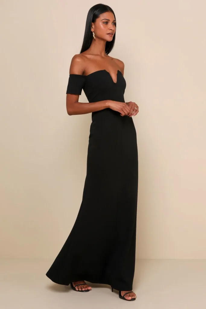 Black Off-The-Shoulder Maxi Dress