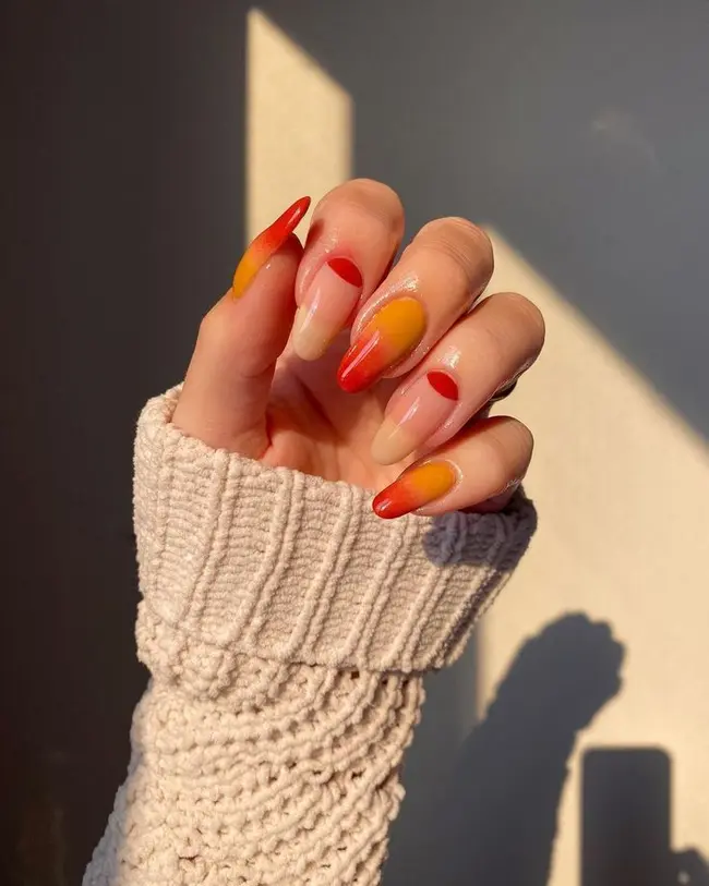 Fiery Sunset Ombre Nails