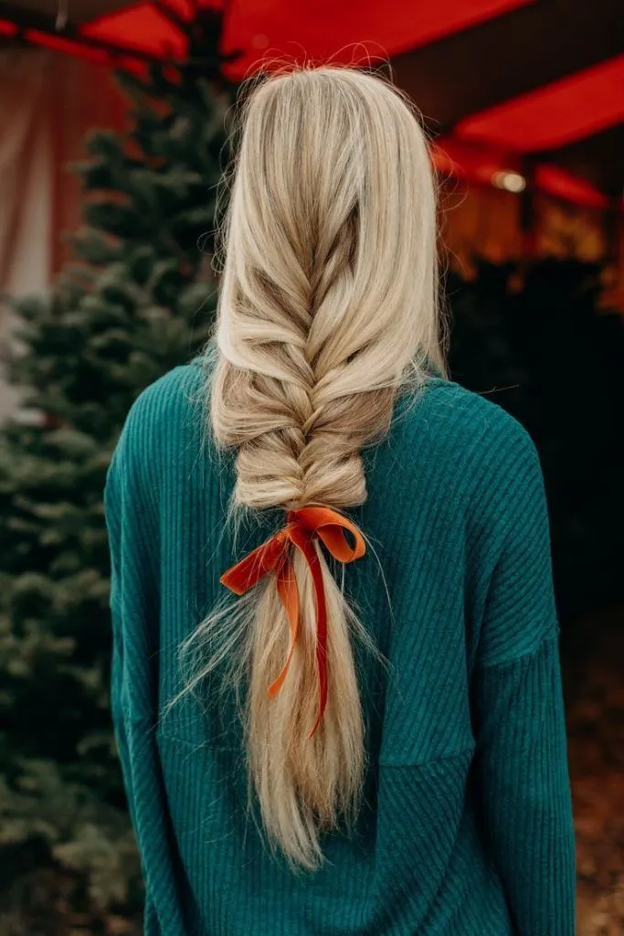 Fishtail Braid with Ribbon Elegance