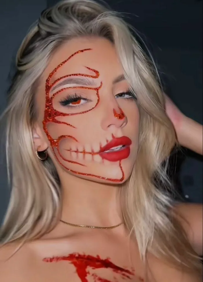 Crimson Skeleton Makeup