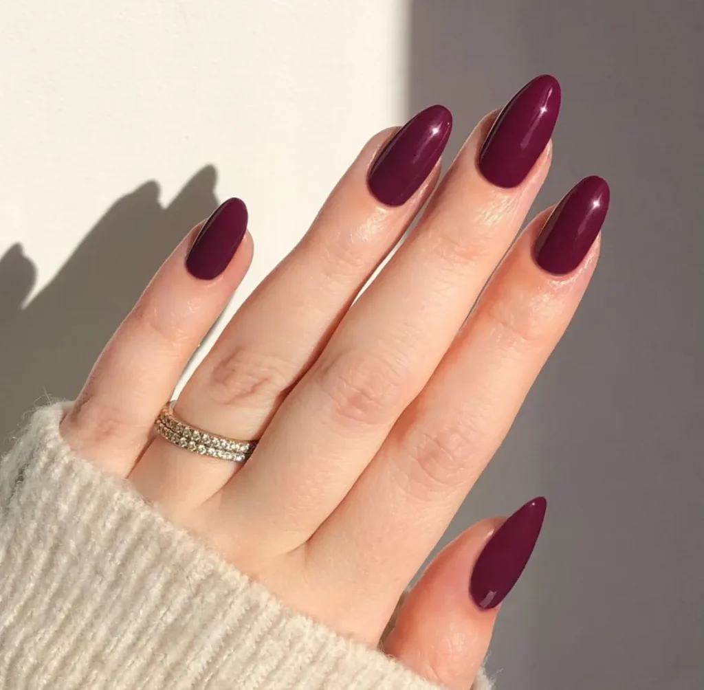 Deep Bordeaux Red Nails