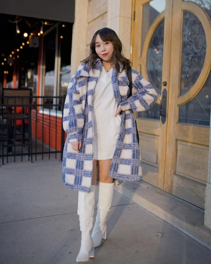 Statement Coat + Sweater Dress + Matching Boots