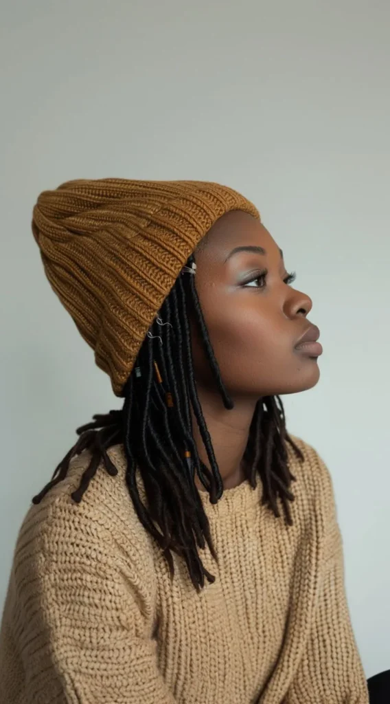 Beanie Over Faux Locs