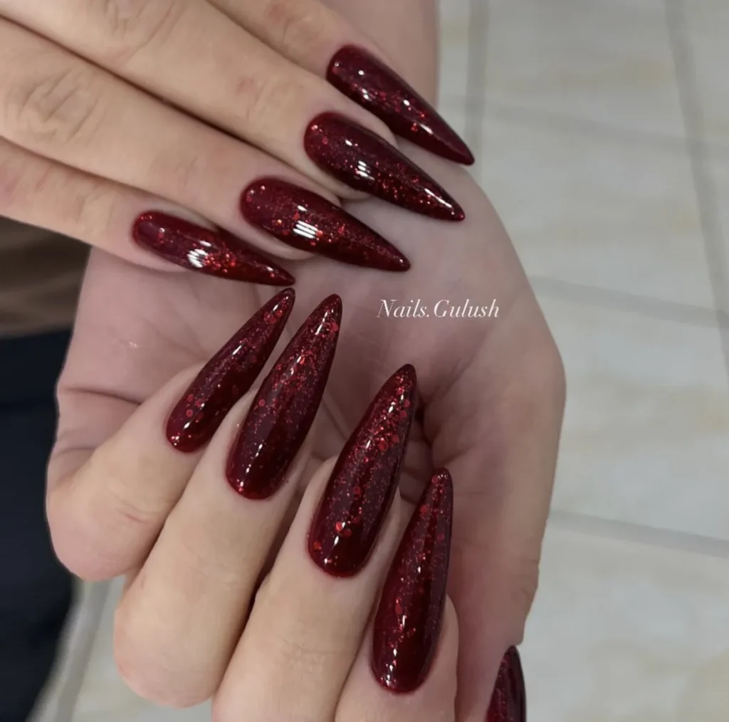 Red Glitter Nails