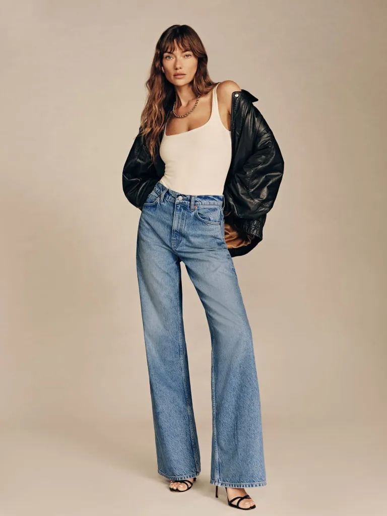 Cary Studded High Waist Slouchy Wide Leg Jeans