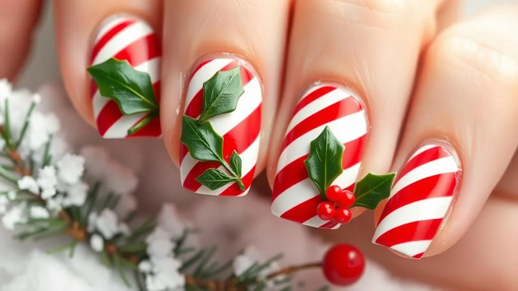 Candy Cane With Holly