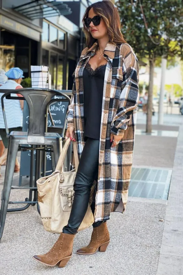 Casual Plaid and Leather Combo