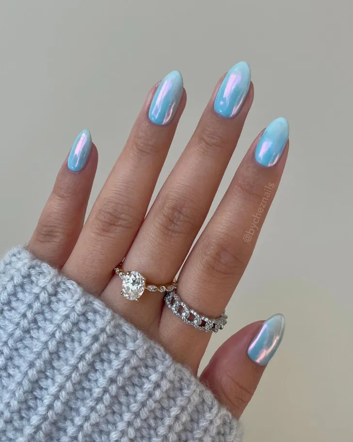 Icy blue winter coffin nails