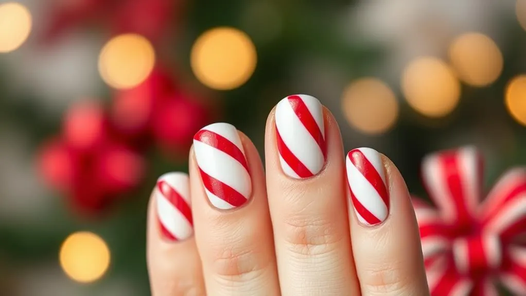 Classic Red and White Stripes Christmas Candy Cane Nail