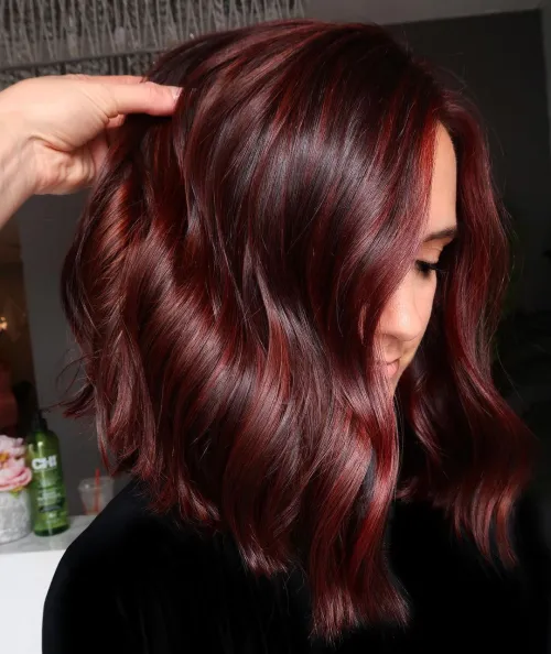 Red wine hair color ideas with highlights