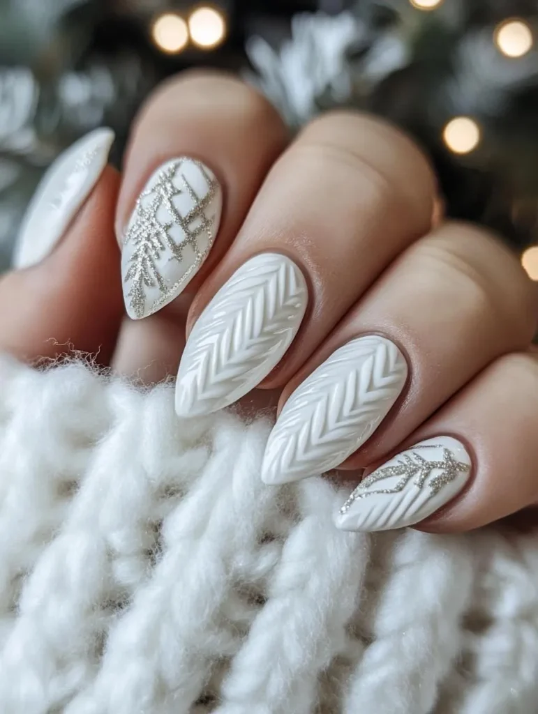 White Sweater Nails