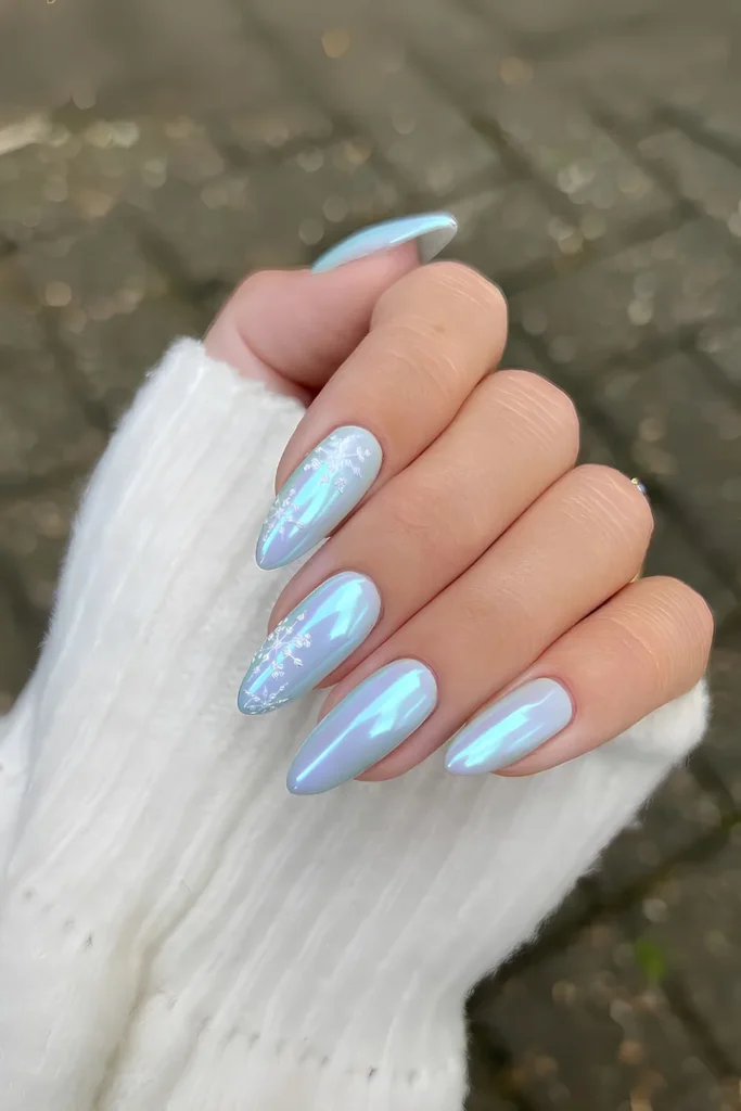 Ice Blue January Nails