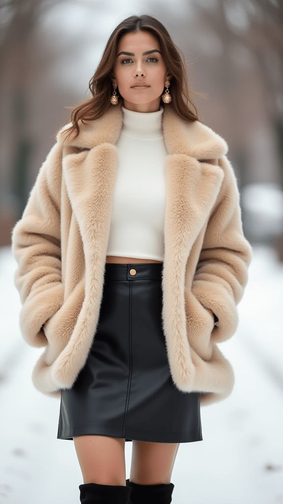 Faux Fur & Leather Coats Clubbing Outfits