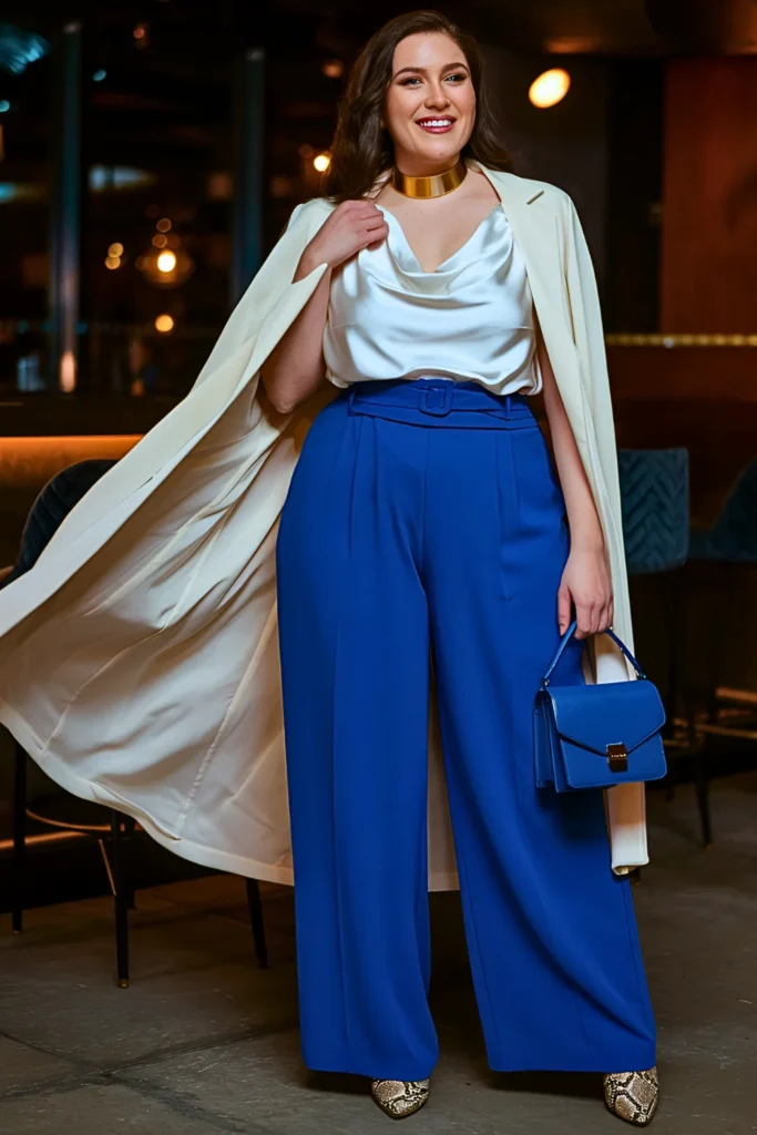 Cowl Neck Top & Wide Leg Trouser