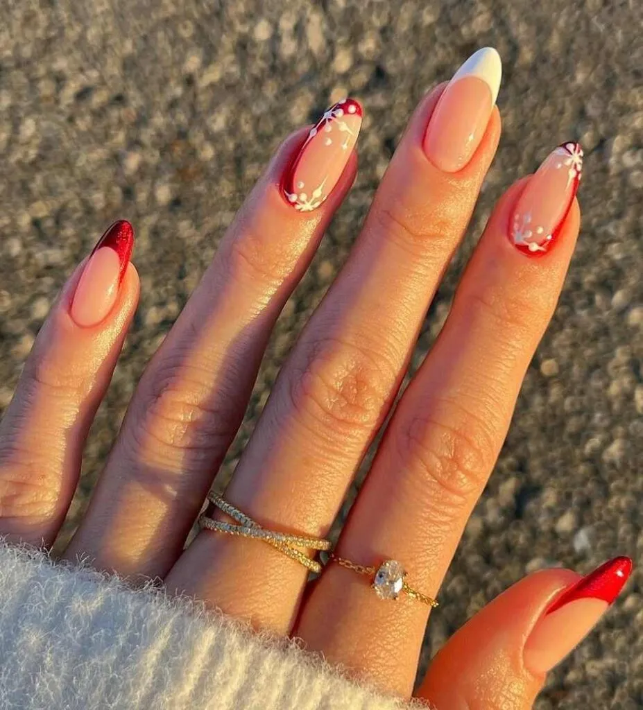 daylight in red nails