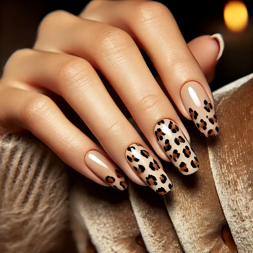 Square Leopard Print Nails