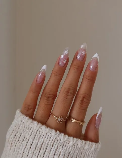 White florals december nails acrylic
