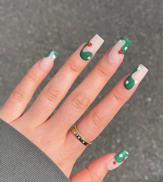 Green swirl nails