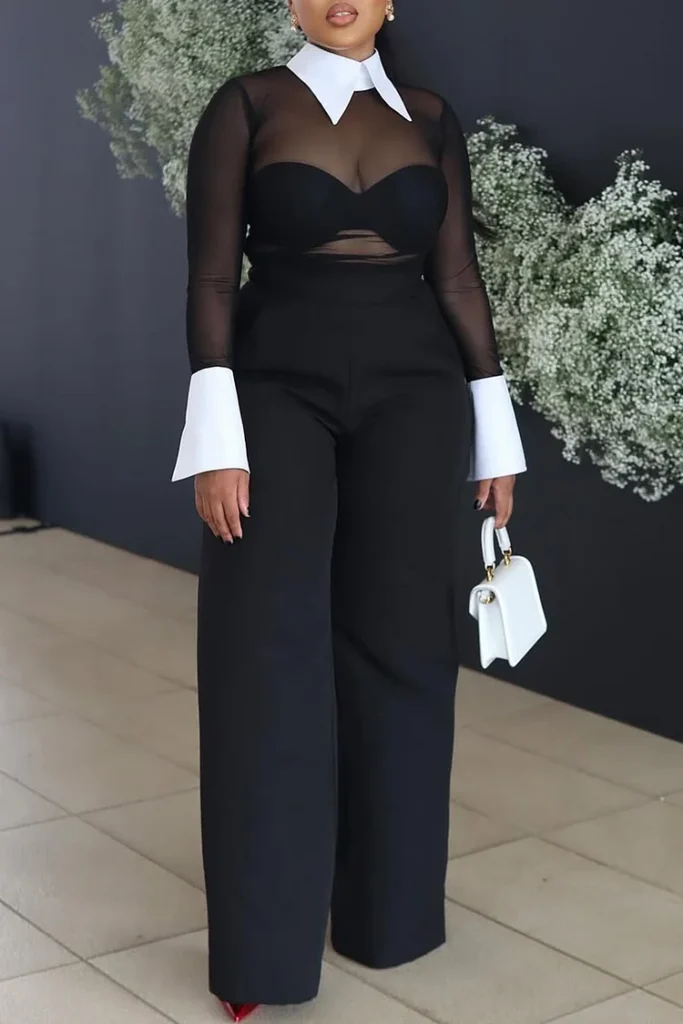 Black Mesh Jumpsuit