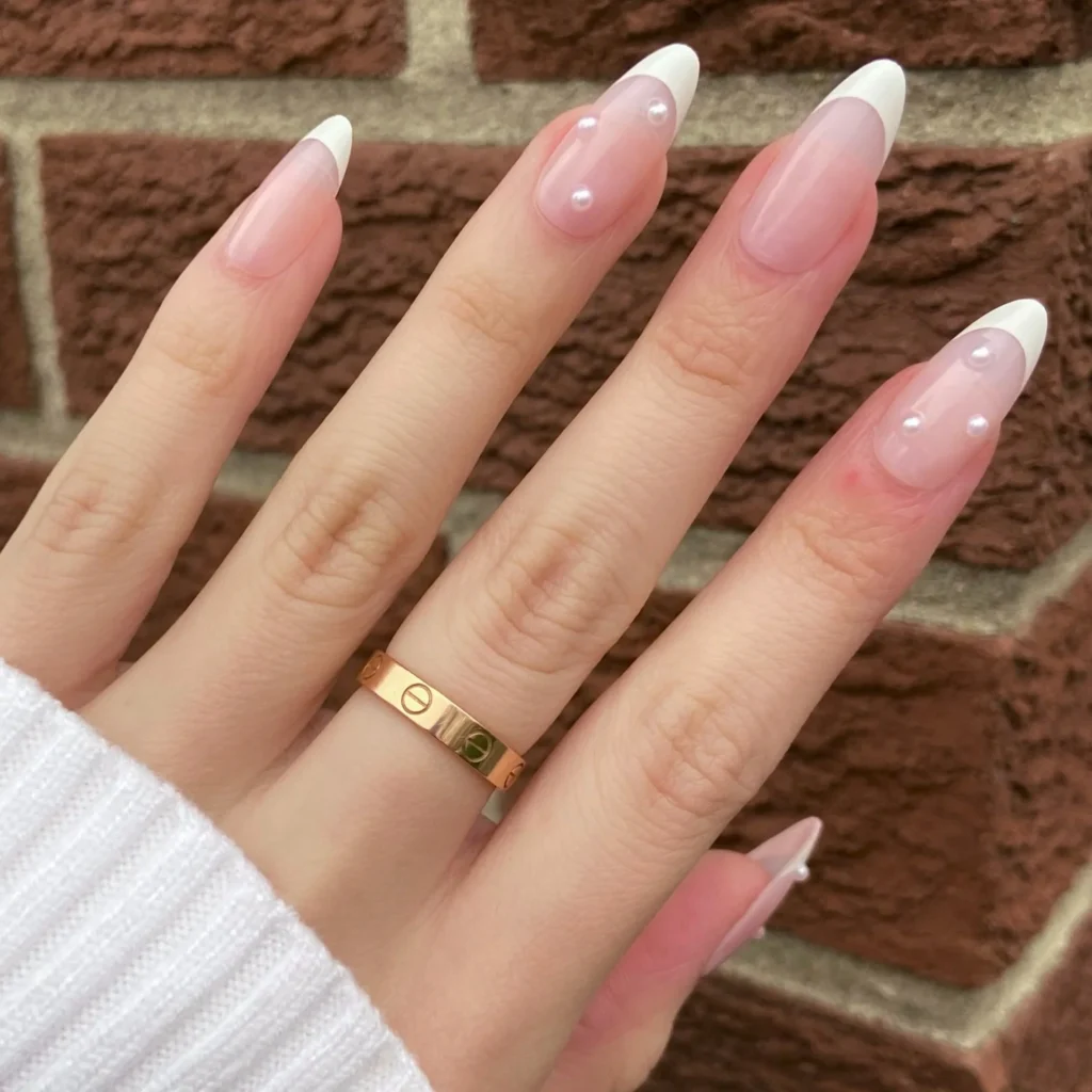 French with Pearl Nails