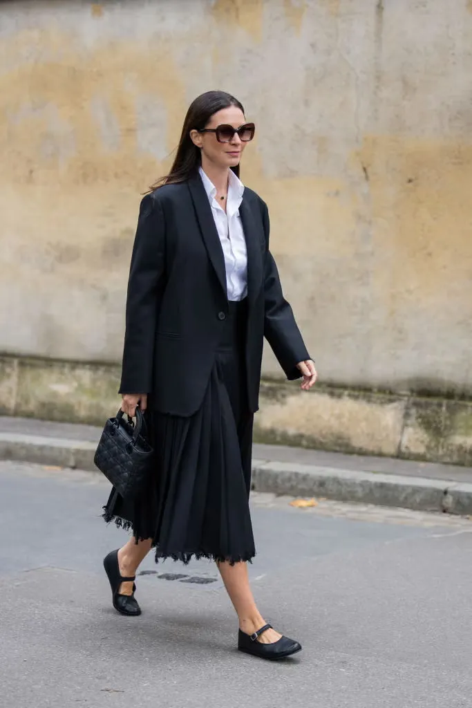 Pleated Skirt and Blazer Outfit