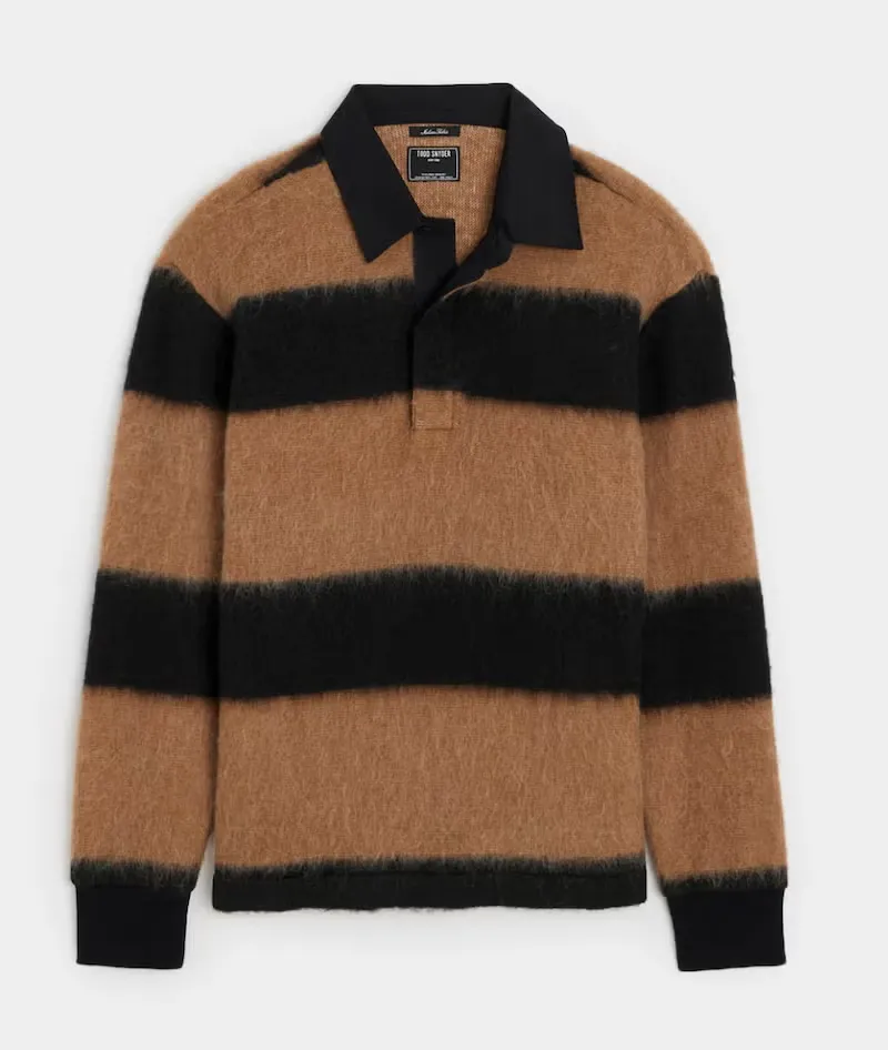 Mohair Striped Rugby Polo in Dark Wheat