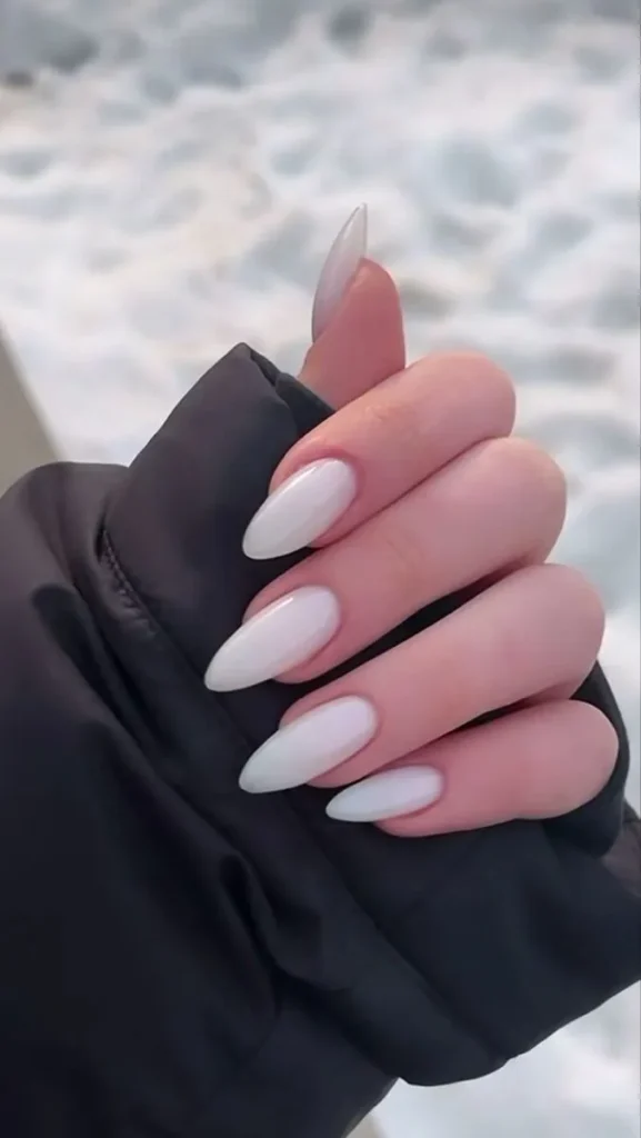 Milky White Nails Brown Skin