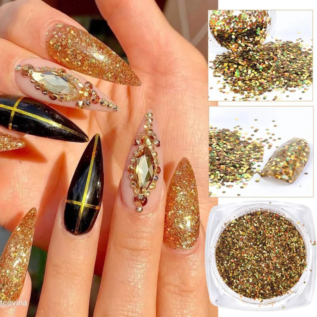 3d Gold Chrome Nails